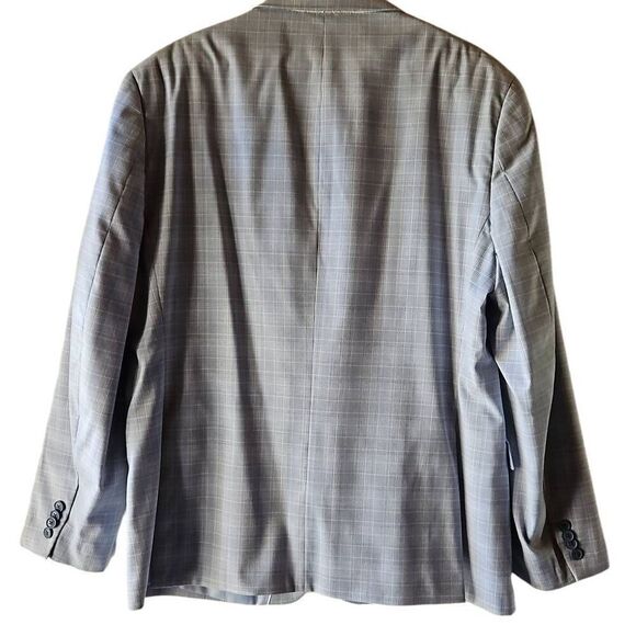 Men's Alfani Suit Jacket Light Grey Blue Plaid 44 Regular - Picture 2 of 9